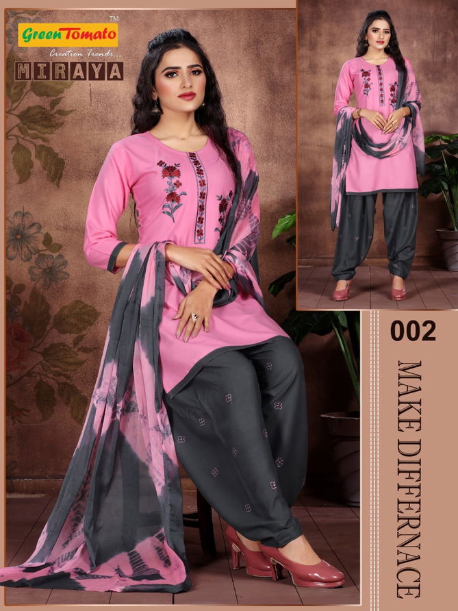 Green Tomato Miraya Patiyala Casual Daily Wear Rayon Ready Made Collection